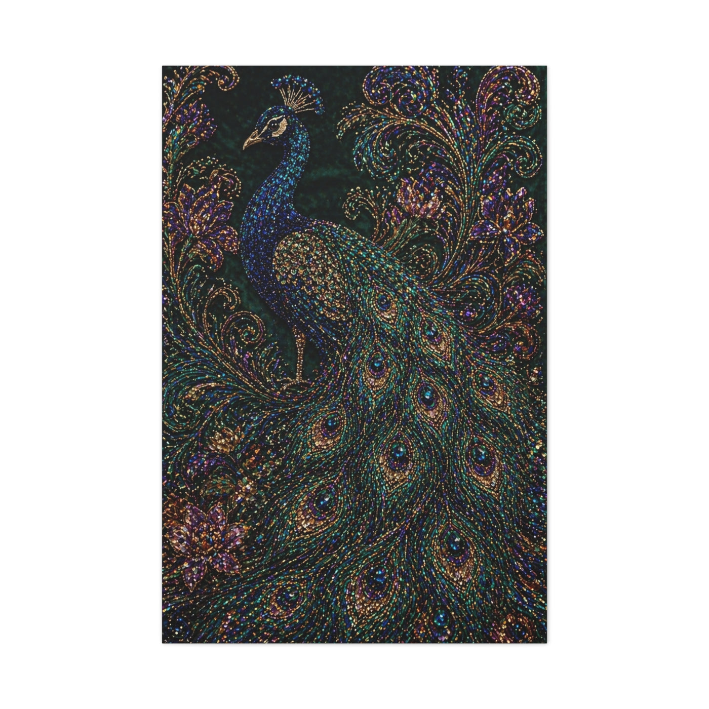 Beaded Textile Peacock Couture Wall Art & Canvas Print