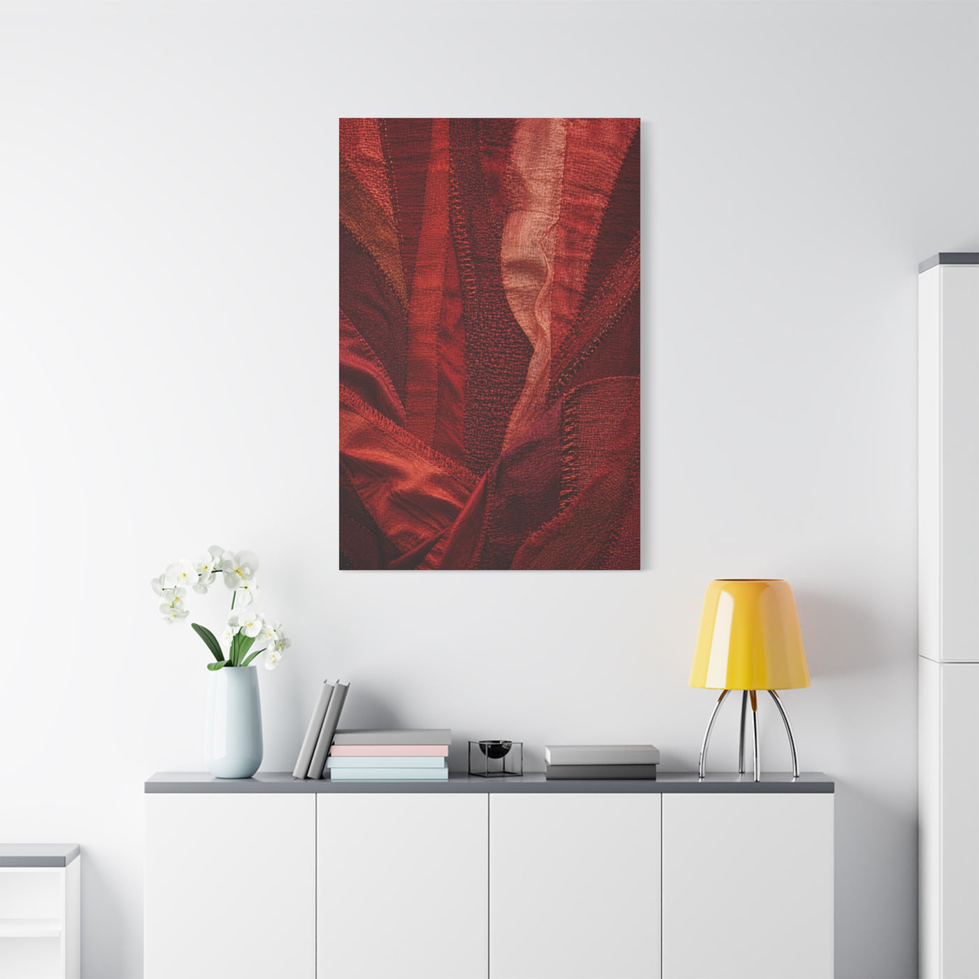 Red Textile Layered Fabric Abstraction Wall Art & Canvas Print