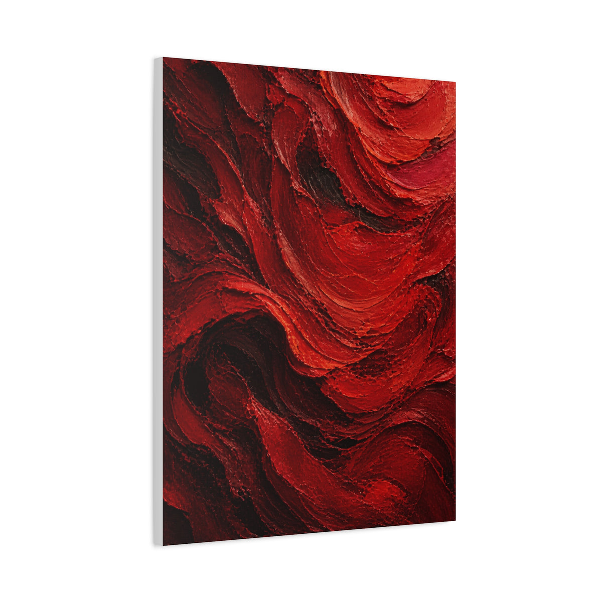 Crimson Wave Impasto Texture Wall Art & Canvas Print