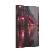 Romantic Pink Rain Street Reflection Wall Art & Canvas Print