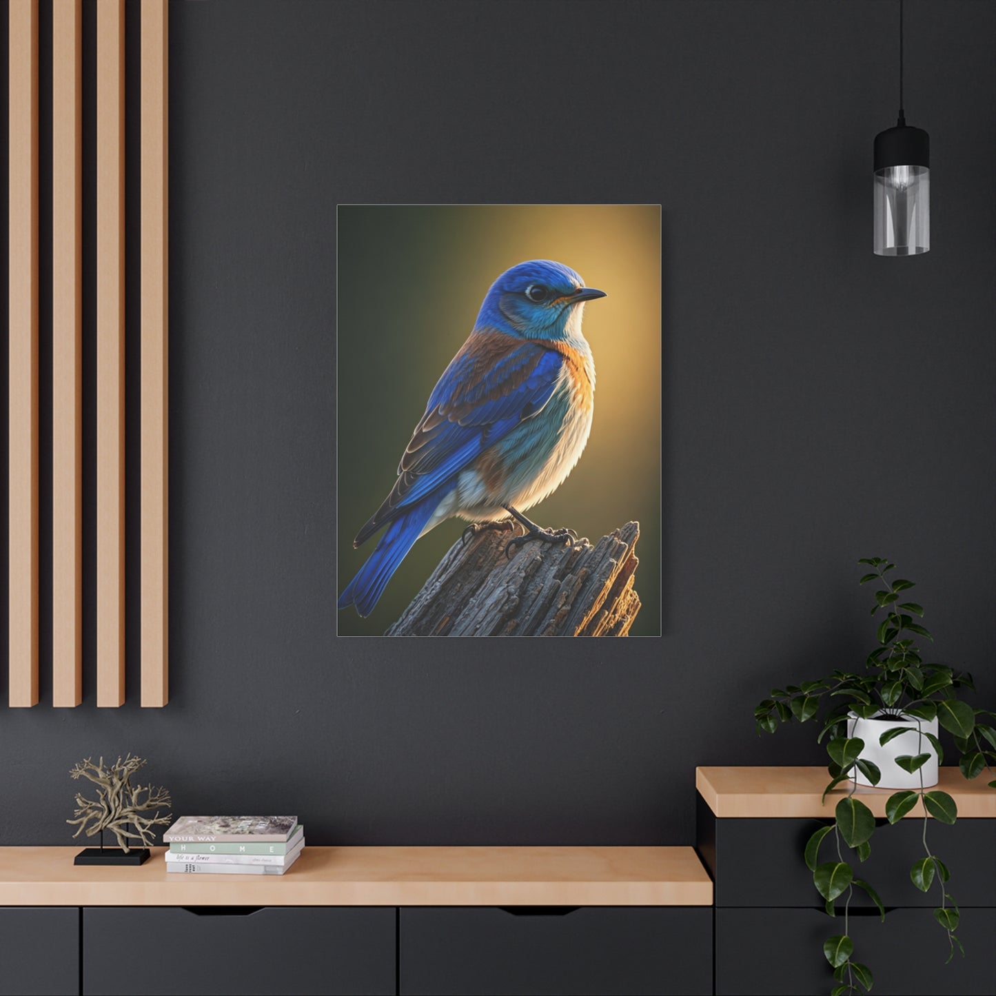 Mountain Bluebird Perched Portrait Wall Art & Canvas Prints
