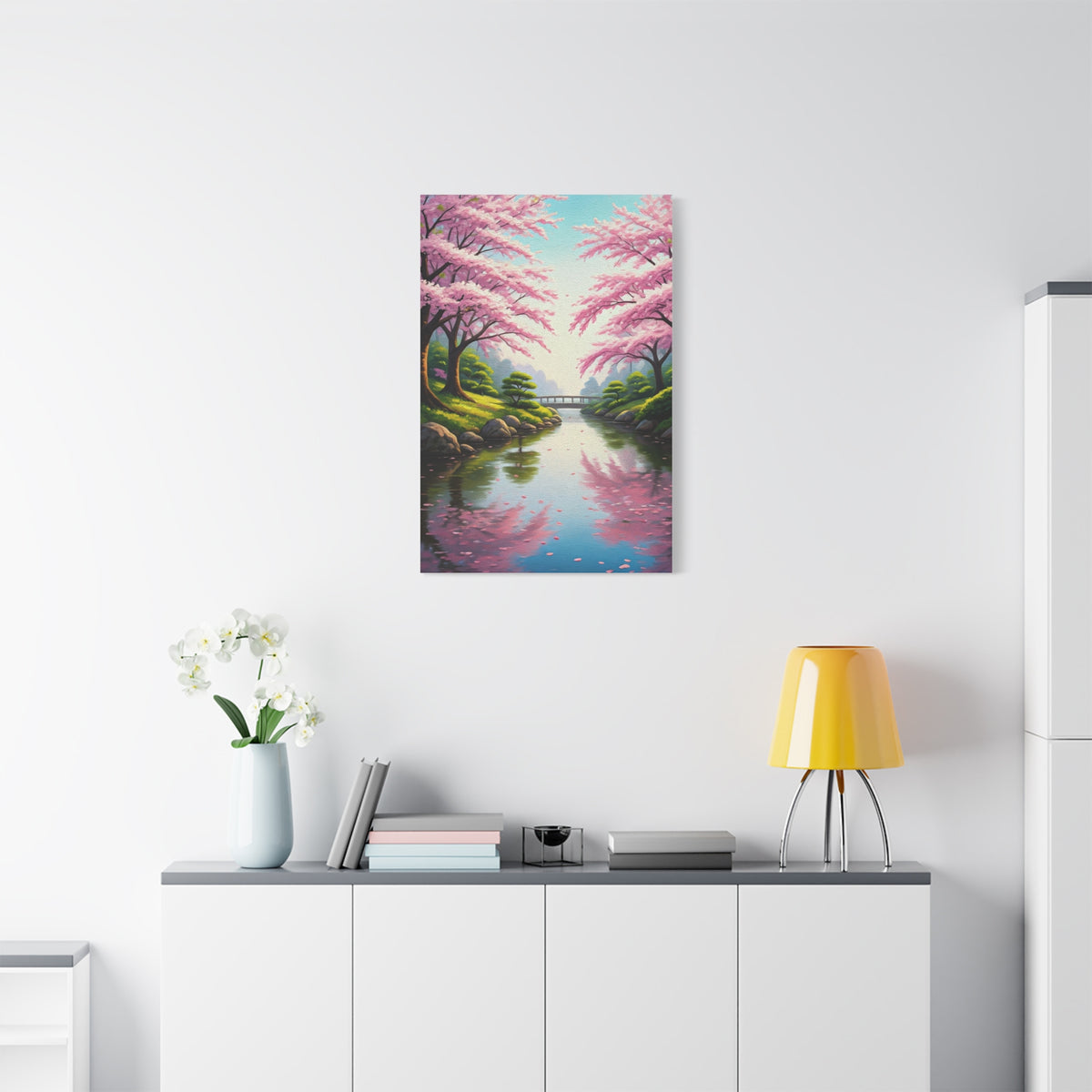 Sakura River Garden Reflection Wall Art & Canvas Prints