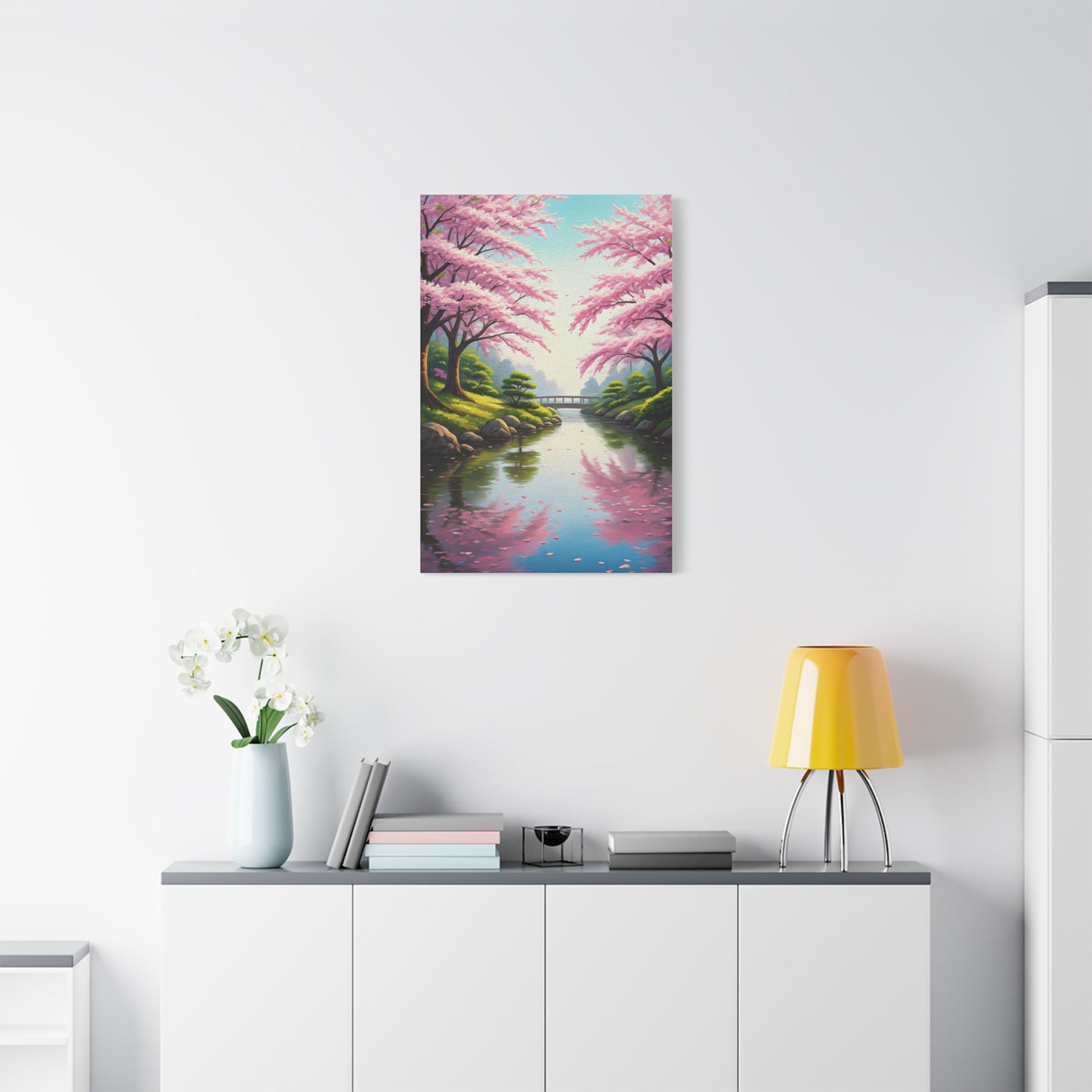 Sakura River Garden Reflection Wall Art & Canvas Prints
