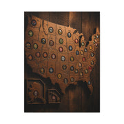 Wooden Beer Cap USA Map Wall Art & Canvas Print