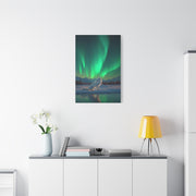 Arctic Fox Aurora Night Wall Art & Canvas Print