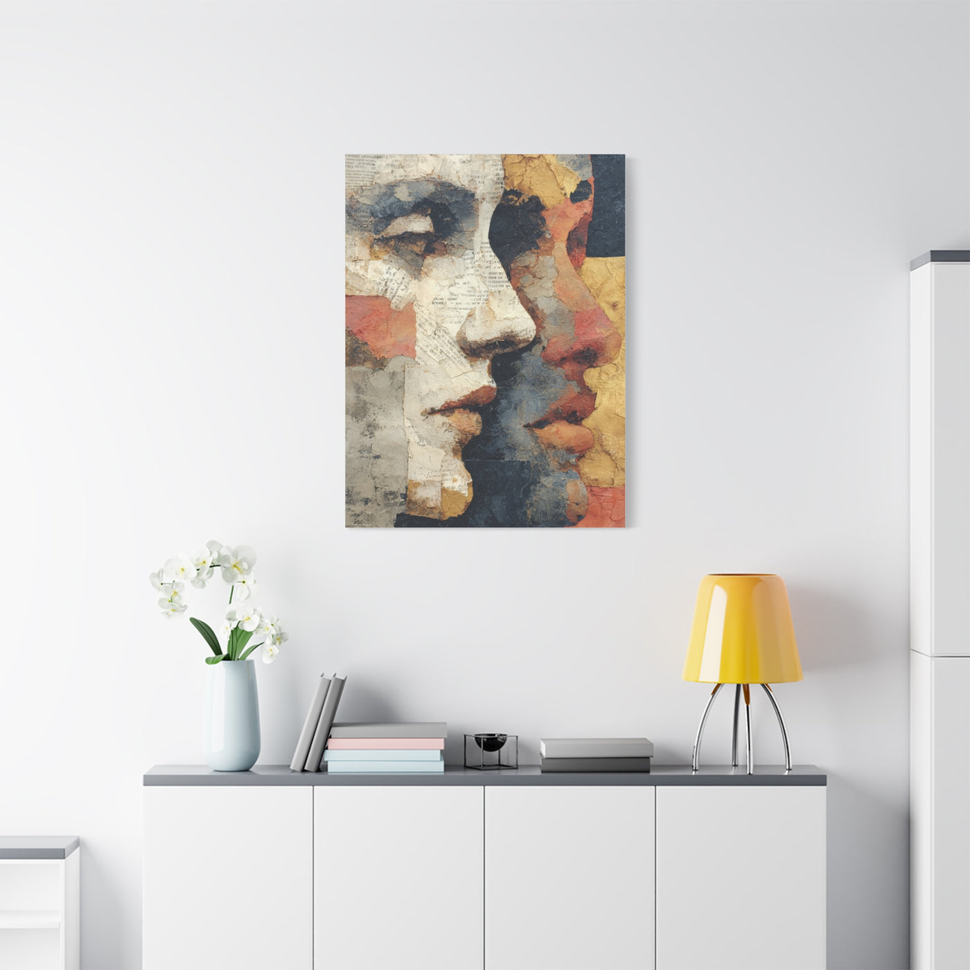 Dual Faces Collage Abstraction Wall Art & Canvas Print