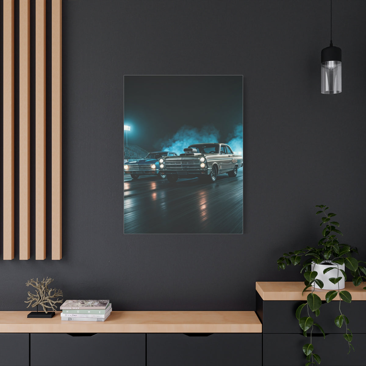 1967 Dodge Coronet Super Stock vs Chevrolet Biscayne 409 Drag Duel Wall Art & Canvas Prints