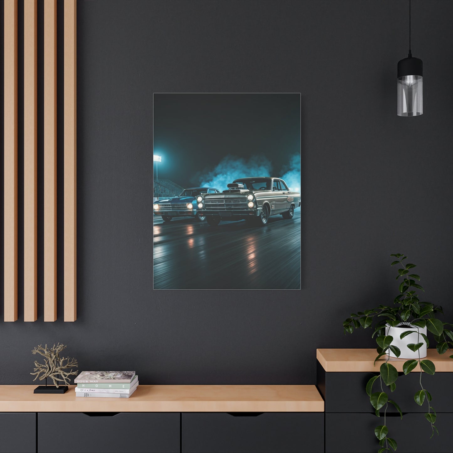 1967 Dodge Coronet Super Stock vs Chevrolet Biscayne 409 Drag Duel Wall Art & Canvas Prints