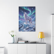 Arctic Wolf Aurora Borealis Scene Wall Art & Canvas Print