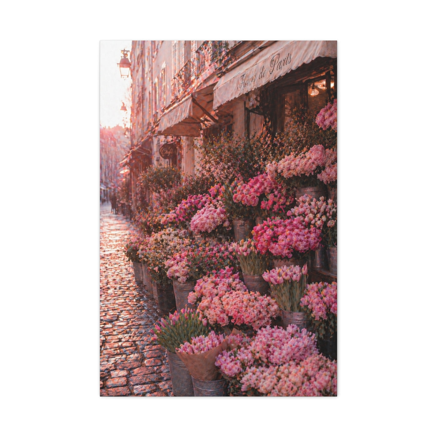 Parisian Pink Flower Market Street Wall Art & Canvas Print