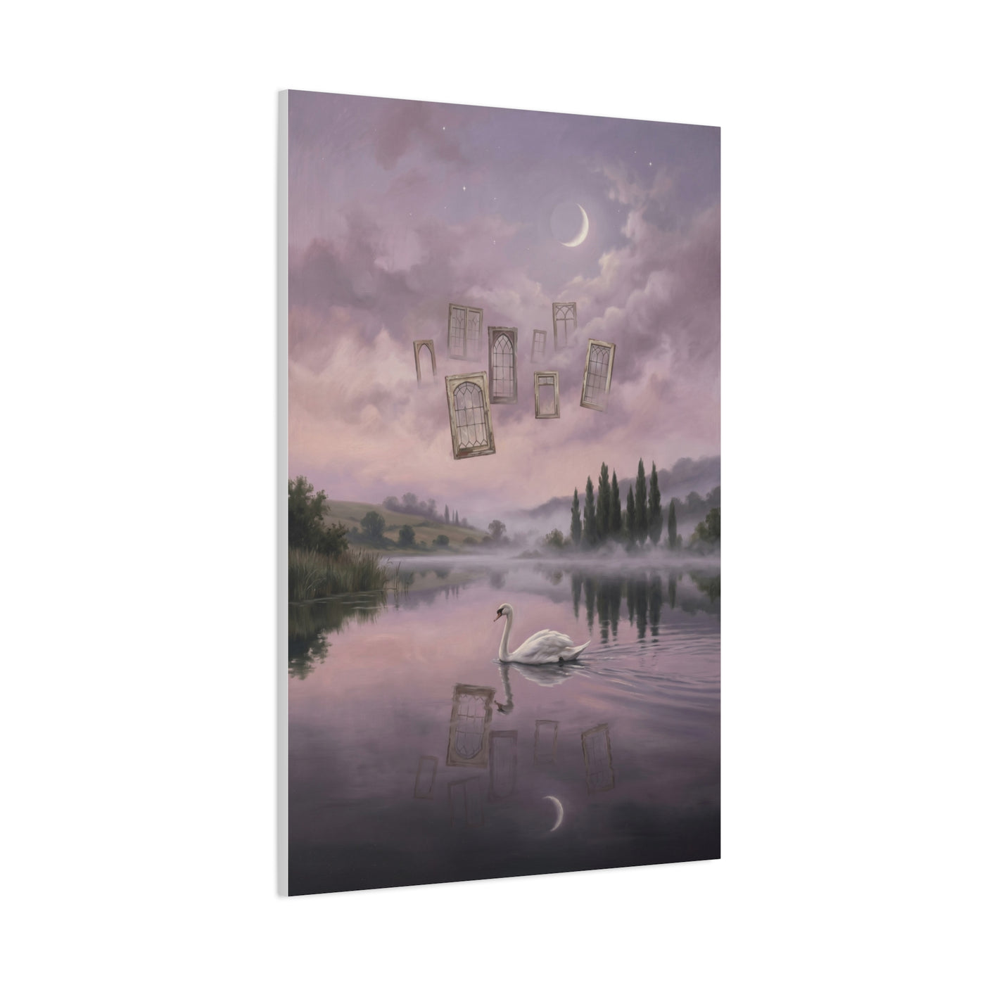 Surreal Swan Dreamscape Reflection Wall Art & Canvas Print