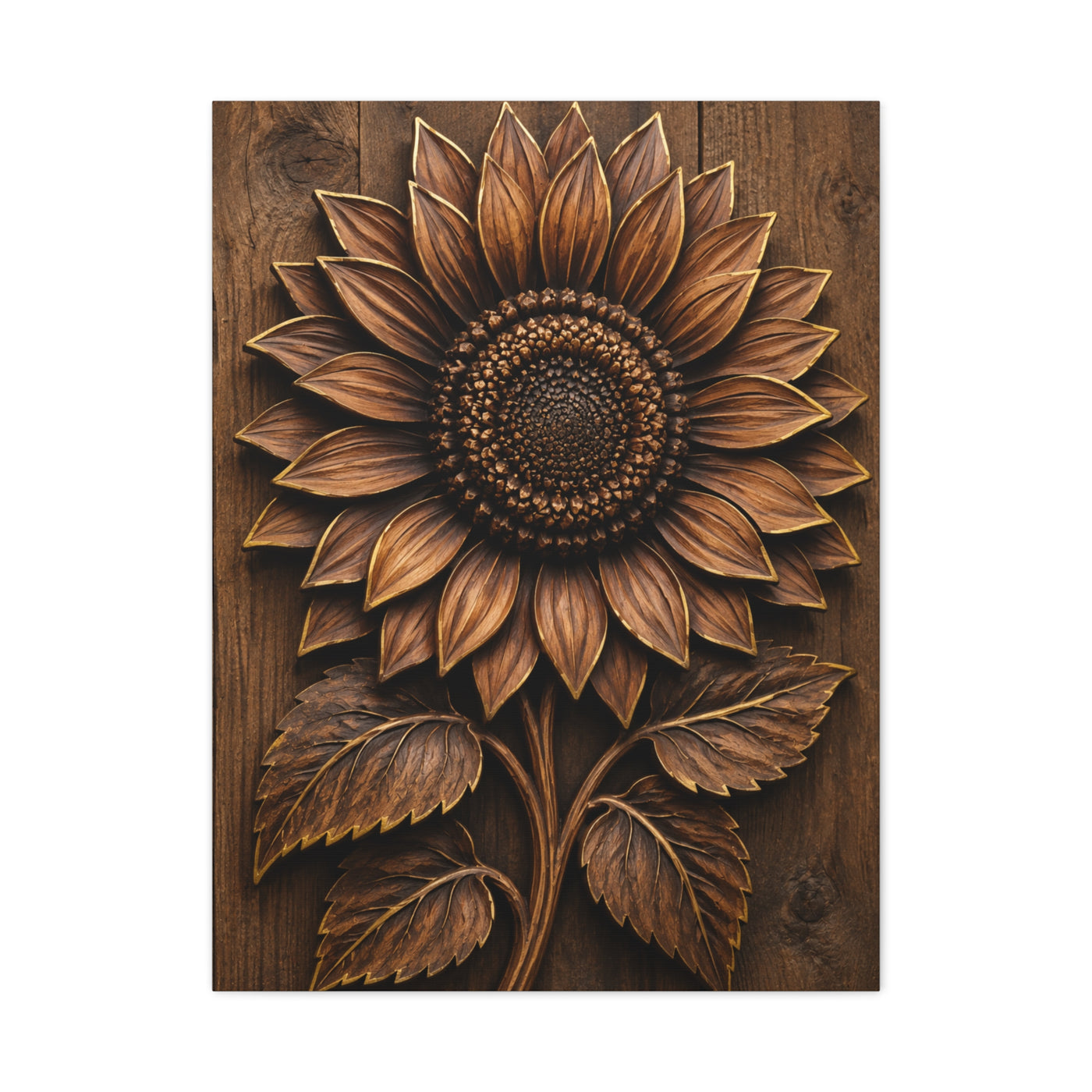 Carved Wooden Sunflower Relief Wall Art & Canvas Print
