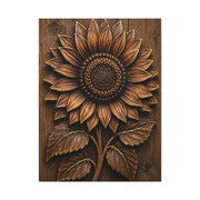 Carved Wooden Sunflower Relief Wall Art & Canvas Print