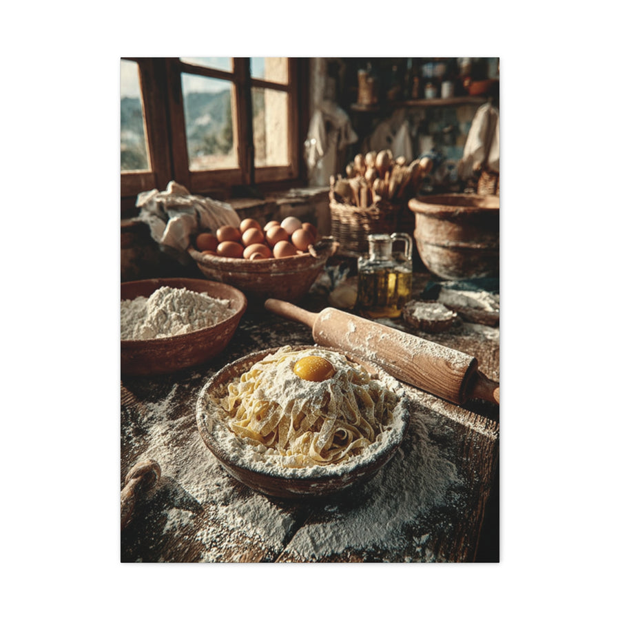 Homemade Pasta Rustic Kitchen Prep Wall Art & Canvas Print