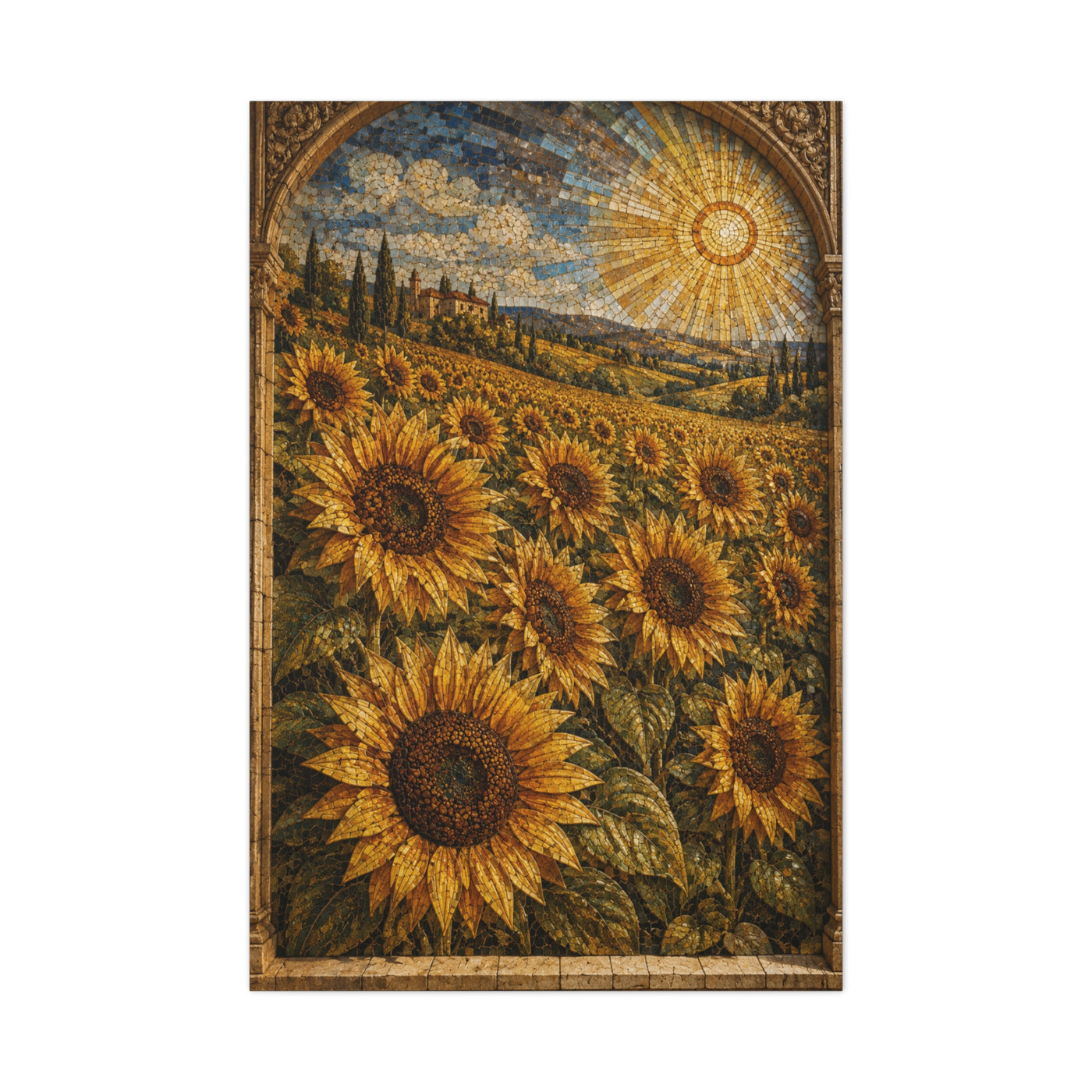 Architectural Mosaic Sunflower Field Wall Art & Canvas Print