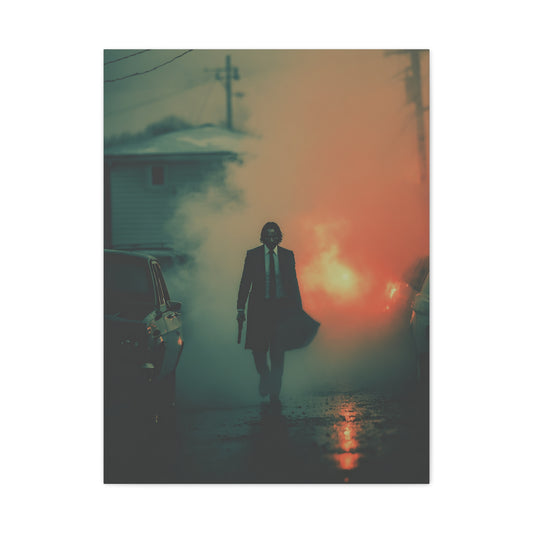 John Wick Foggy Street Walk Movie Poster Wall Art & Canvas Print