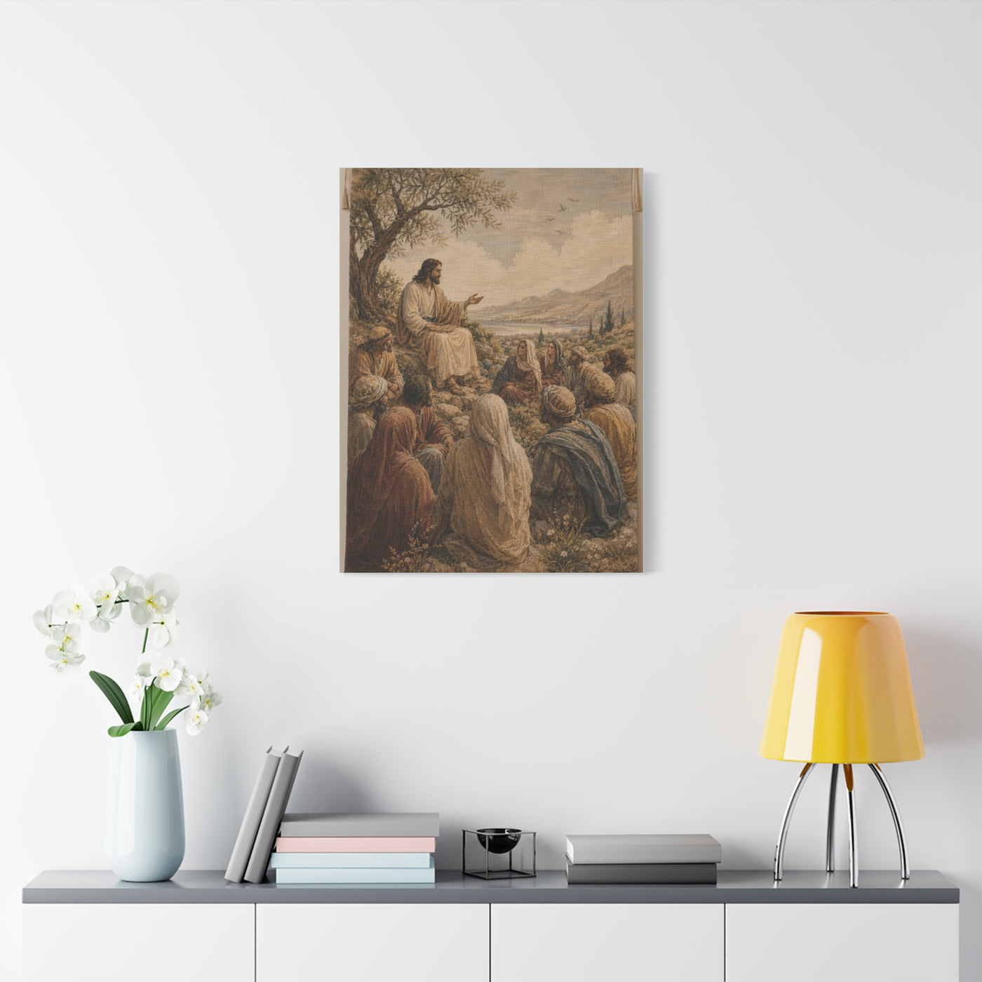 Sermon on the Hillside Tapestry Wall Art & Canvas Print