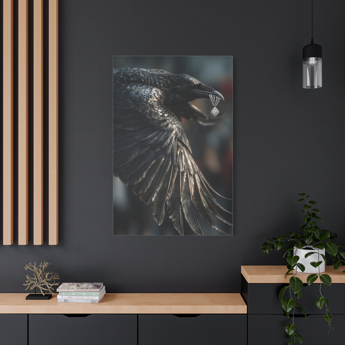 Crow Stealing Diamond Earring Wall Art & Canvas Print
