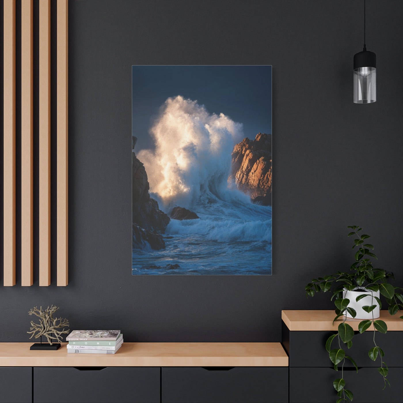 Storm Waves Crashing Against Coastal Rocks Wall Art & Canvas Print
