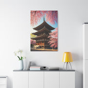 Traditional Japanese Pagoda With Cherry Blossoms Wall Art & Canvas Prints
