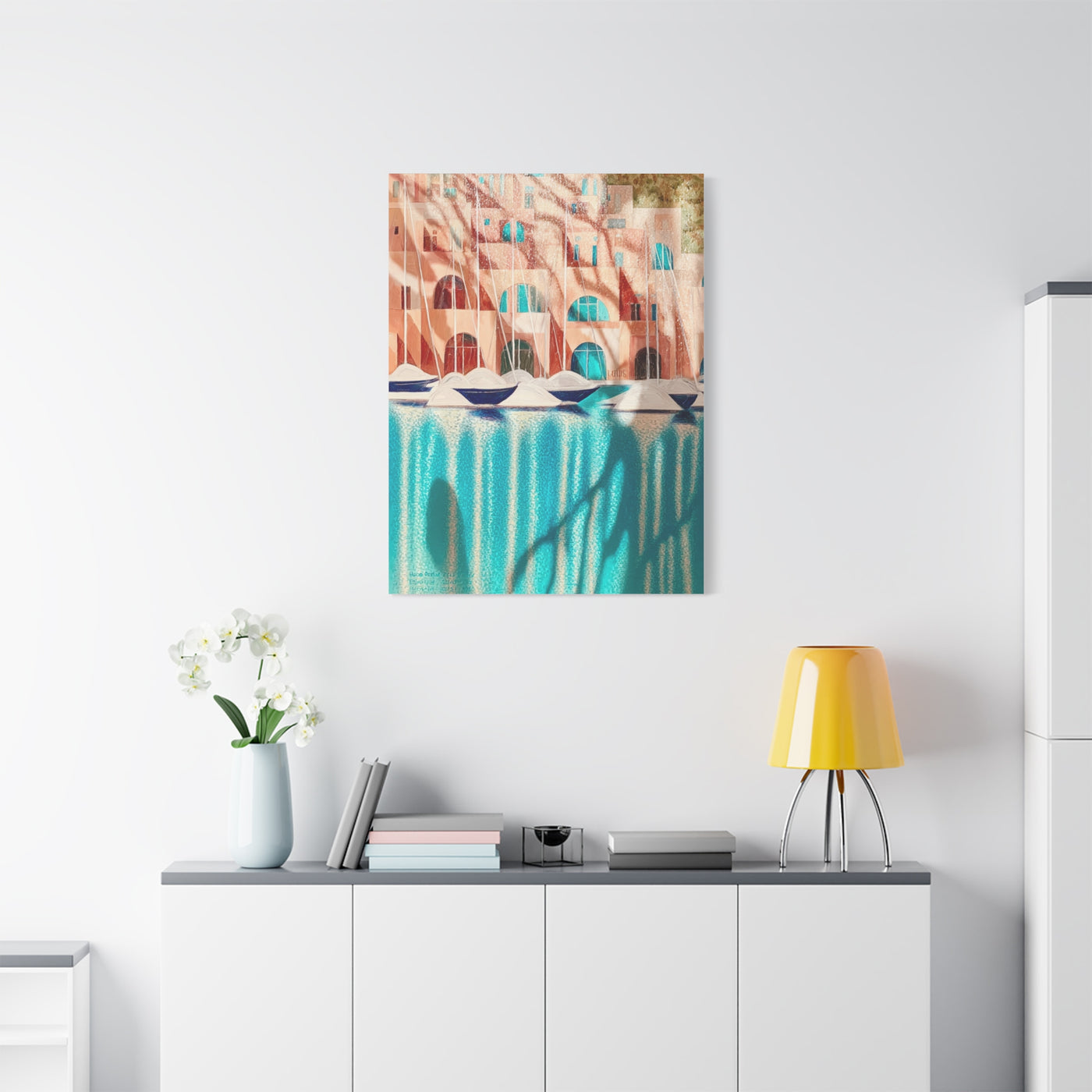 Modern Cubist Harbor Painting Wall Art & Canvas Print