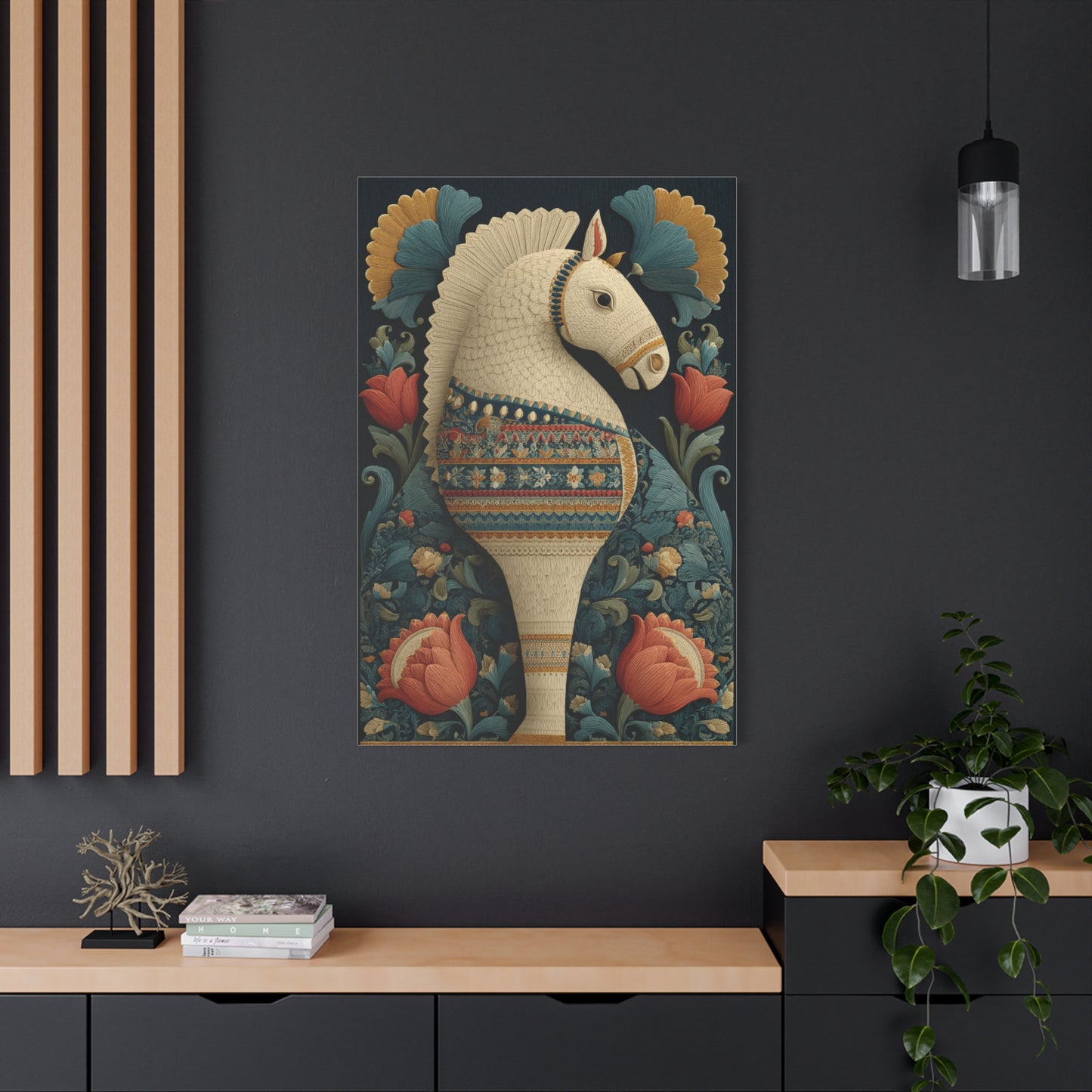 Swedish Dala Horse Folk Floral Wall Art & Canvas Print
