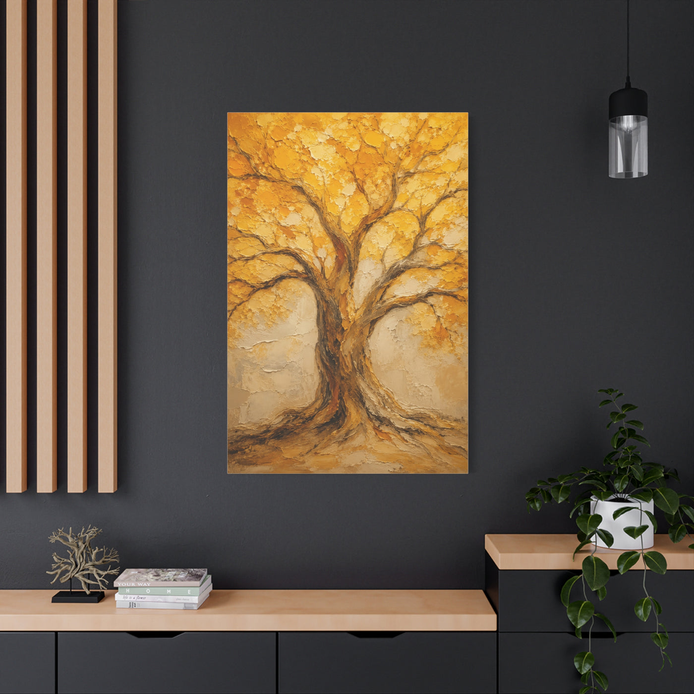 Impasto Golden Tree of Life Texture Wall Art & Canvas Print