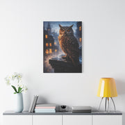 Urban Nocturne Owl Rooftop Wall Art & Canvas Print