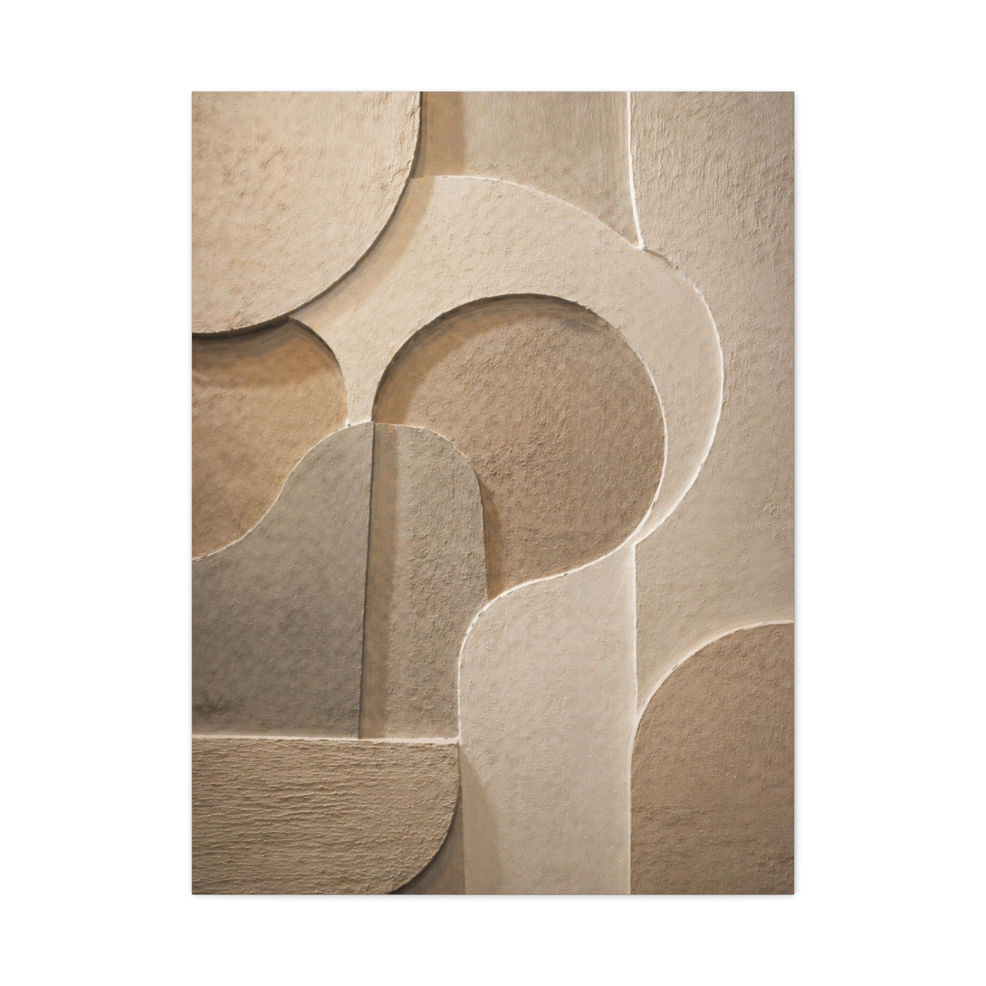 Warm Neutral Plaster Relief Abstract Wall Art & Canvas Print