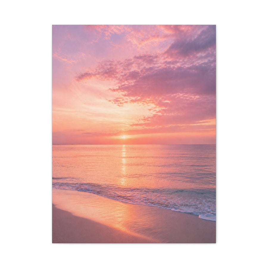Blush Coastal Sunset Horizon Wall Art & Canvas Print