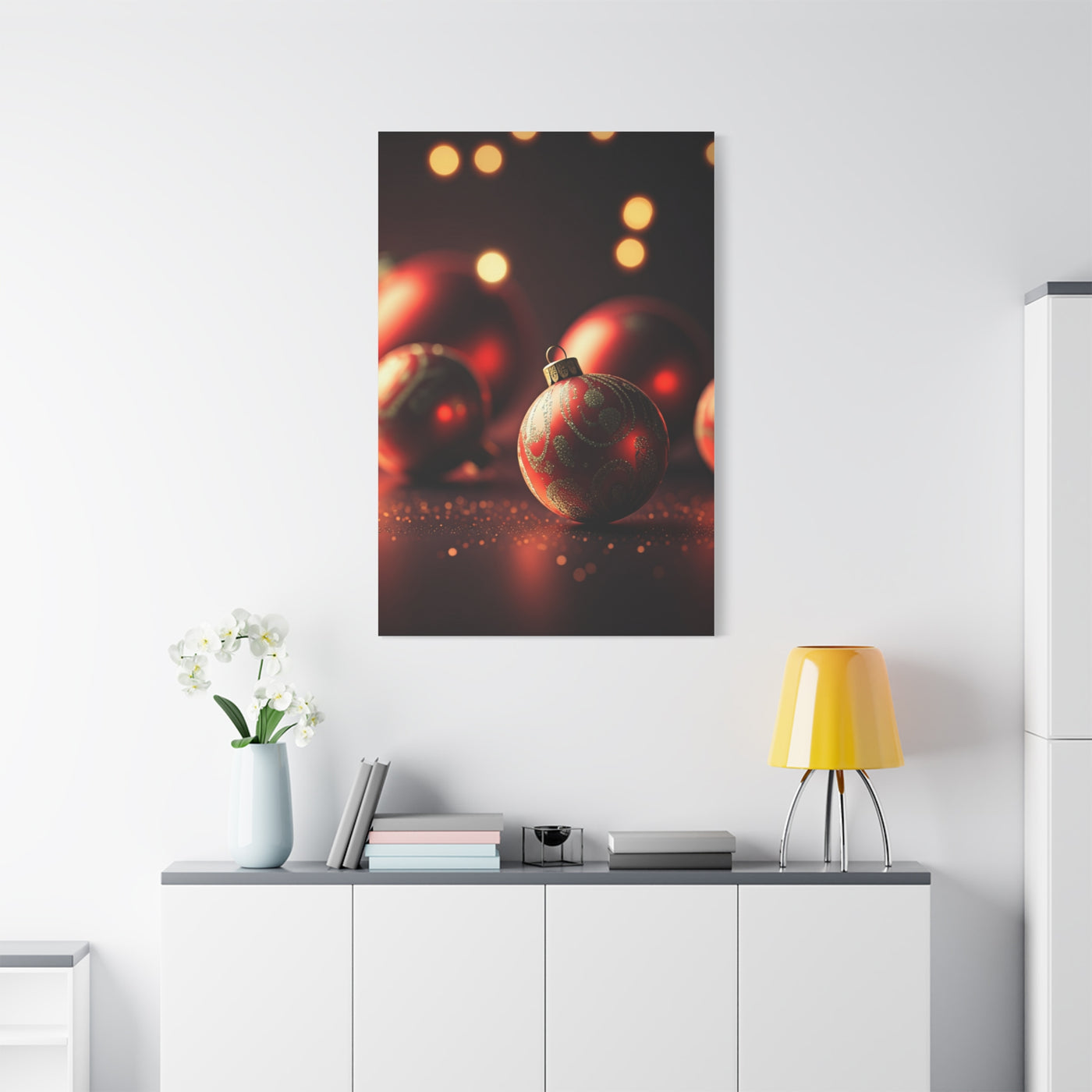 Red Christmas Baubles Festive Glow Wall Art & Canvas Print