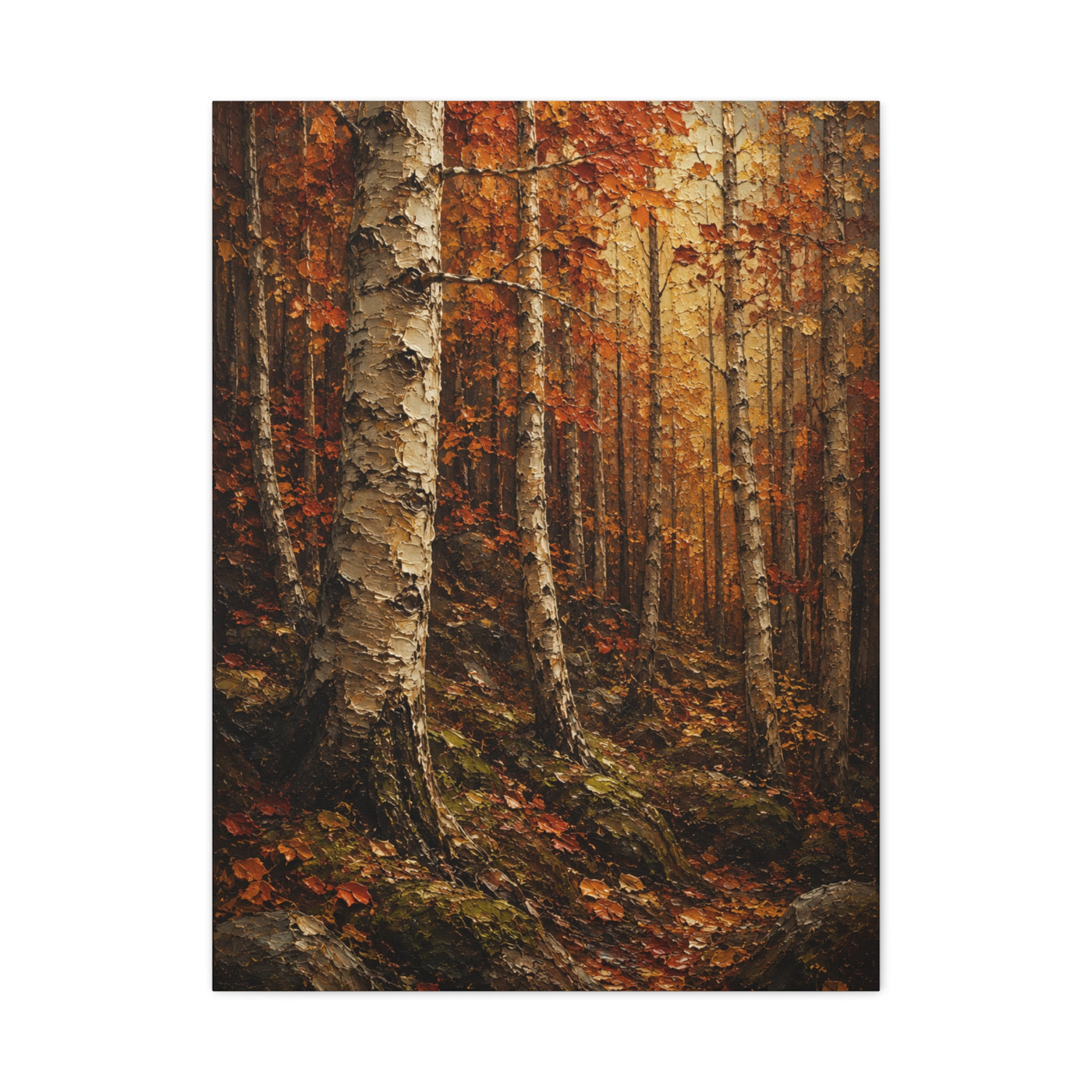 Autumn Birch Forest Painterly Path Trees Wall Art & Canvas Print