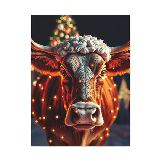 Supreme Christmas Cow Art Beautiful Collection Wall Art & Canvas Print