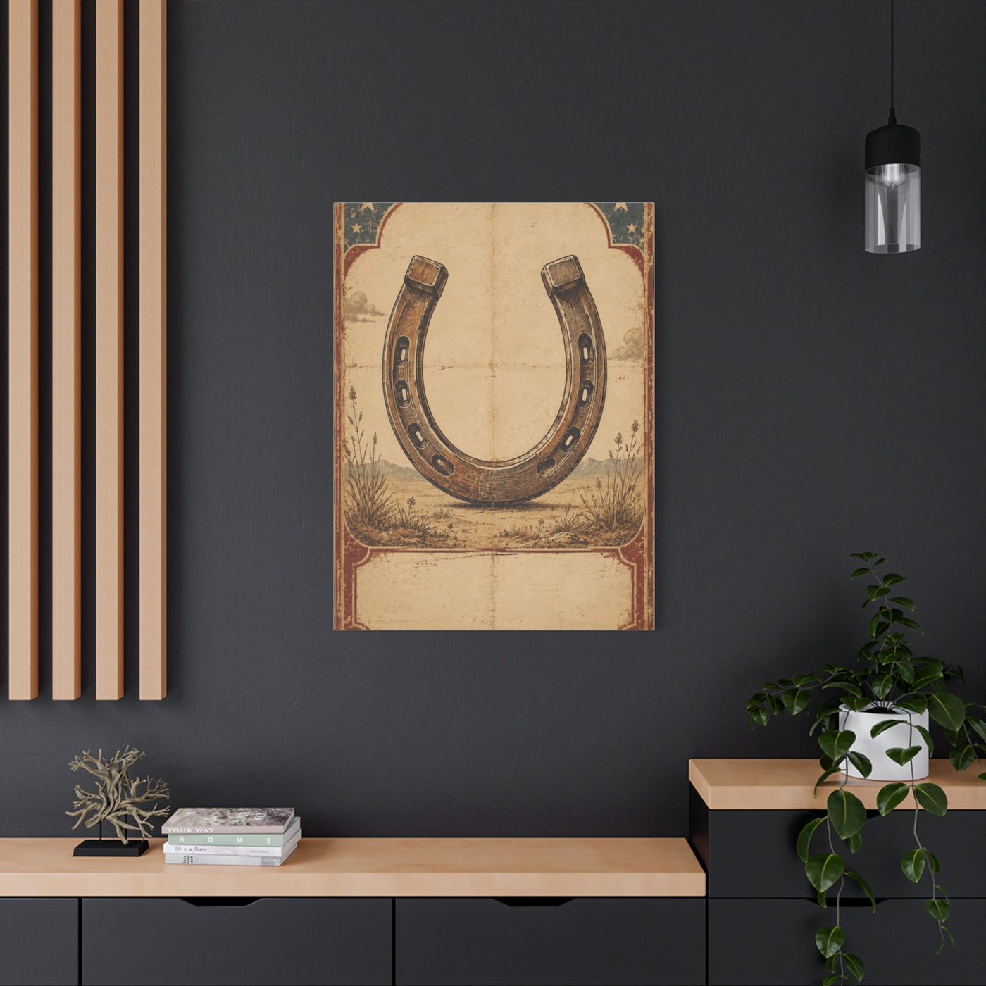 Rustic Horseshoe Frontier Poster Wall Art & Canvas Print