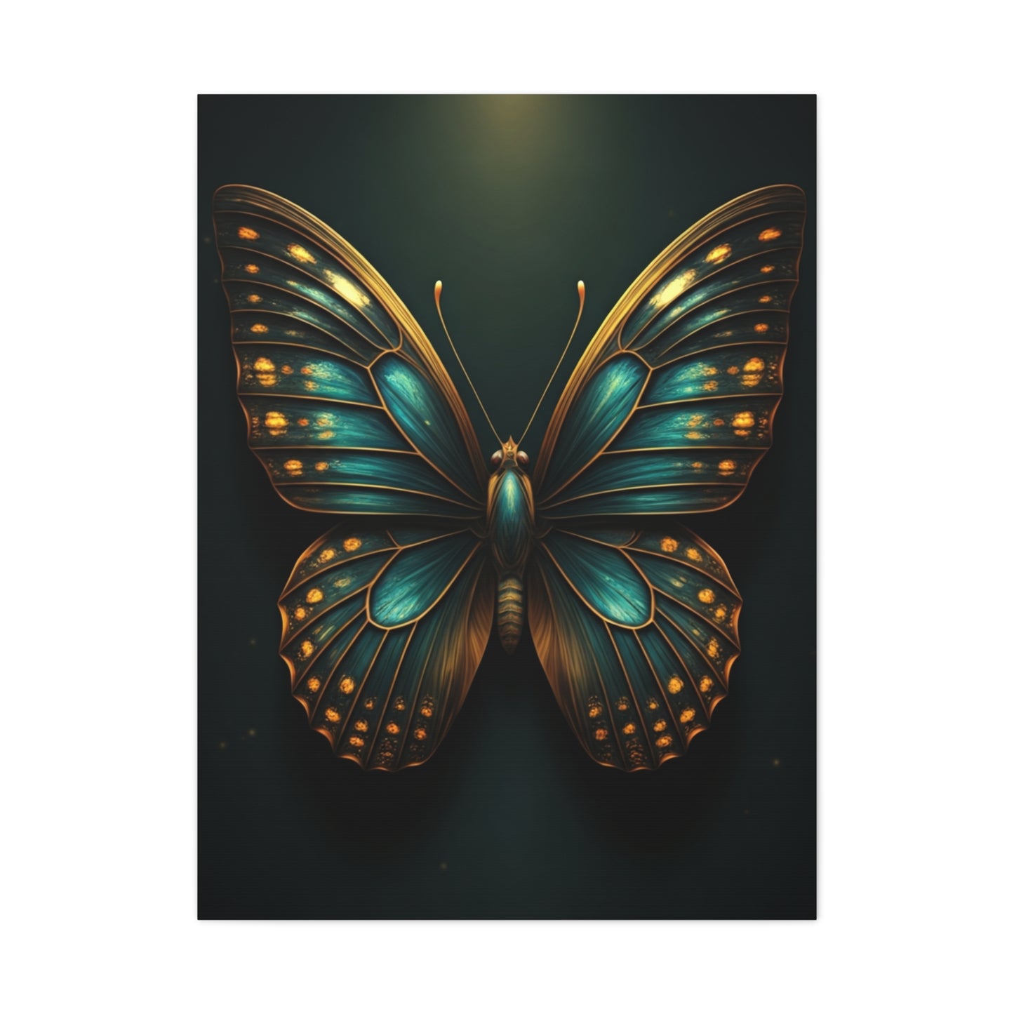 Emerald Gold Butterfly Symmetry Portrait Wall Art & Canvas Prints