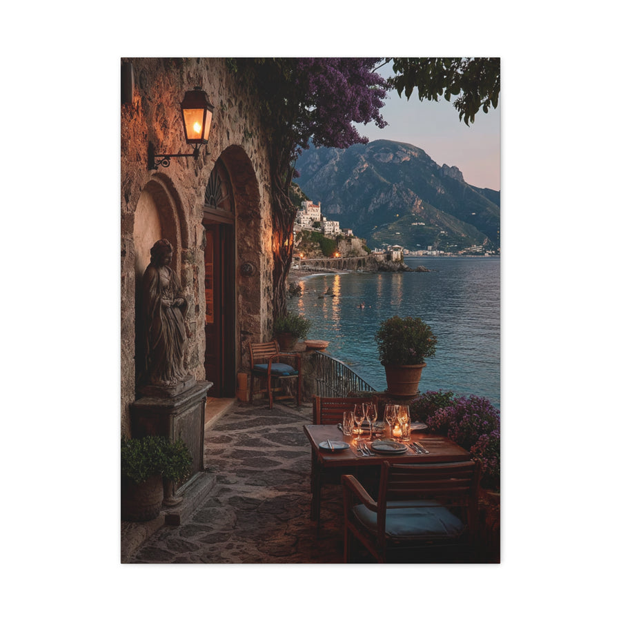 Amalfi Coast Candlelit Terrace Wall Art & Canvas Print