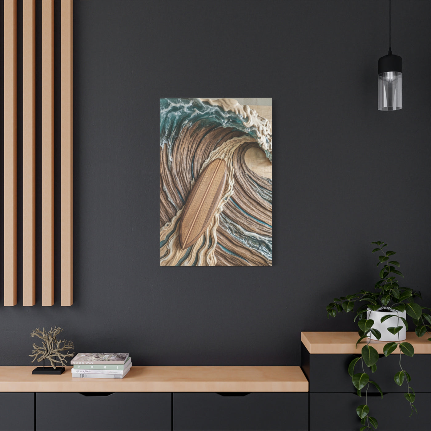 Surfboard Carved Barrel Wave Perspective Wall Art & Canvas Print