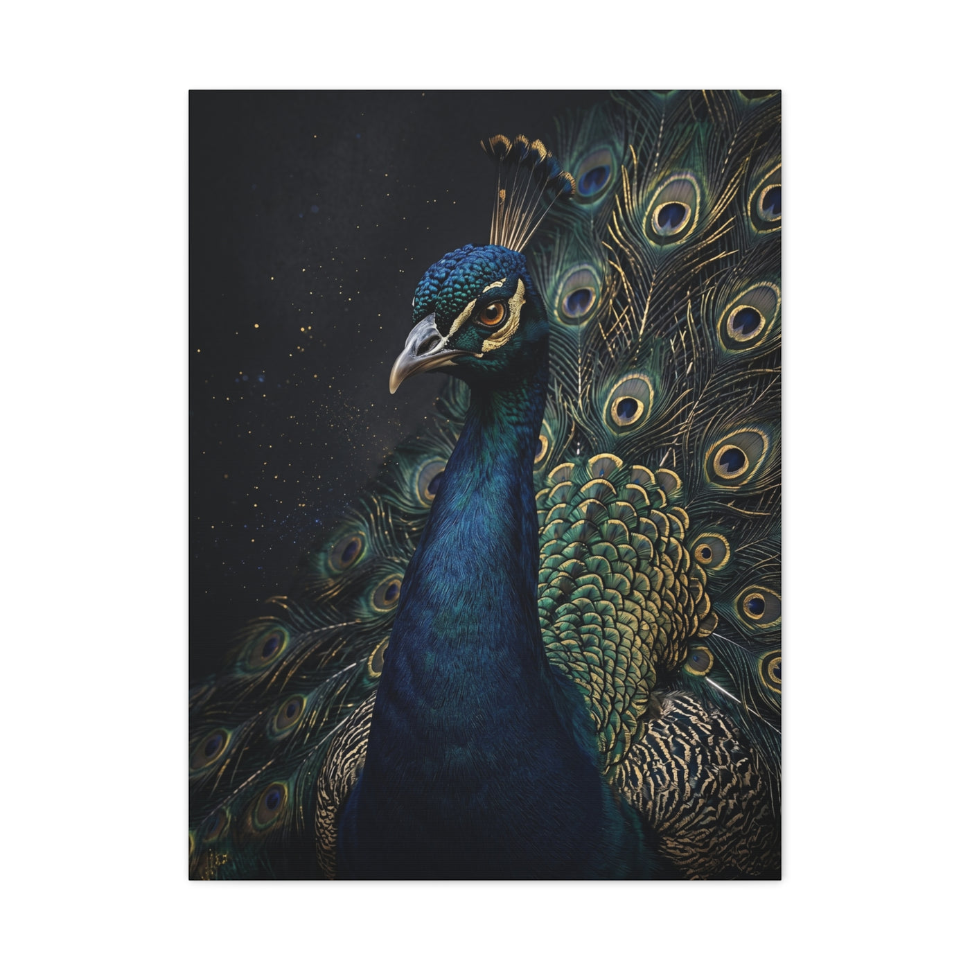 Dark Luxury Peacock Portrait Wall Art & Canvas Print