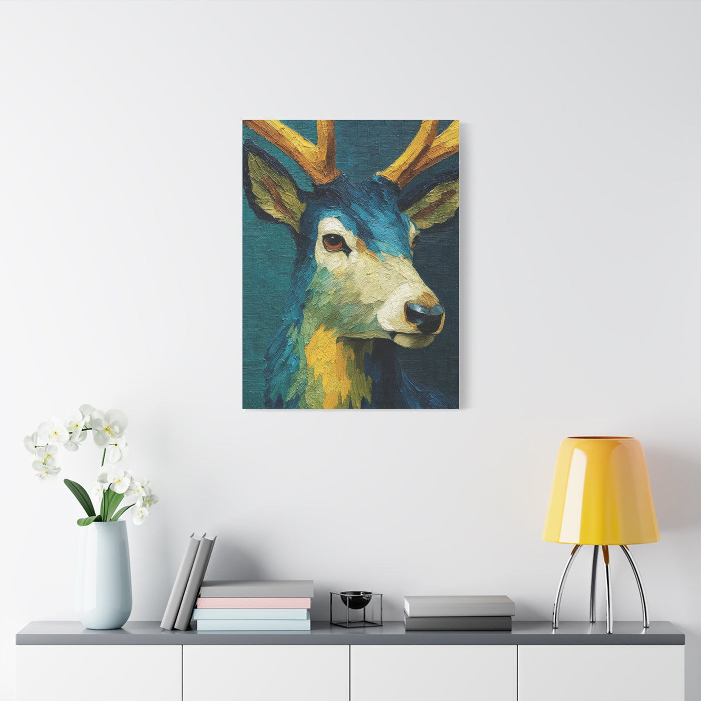 Modern Expressionist Deer Portrait Wall Art & Canvas Print