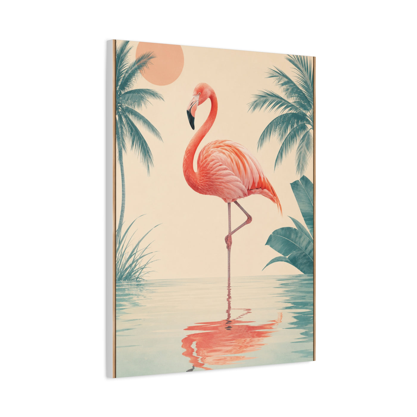 Minimal Flamingo Sunset Reflection Tropical Wall Art & Canvas Print
