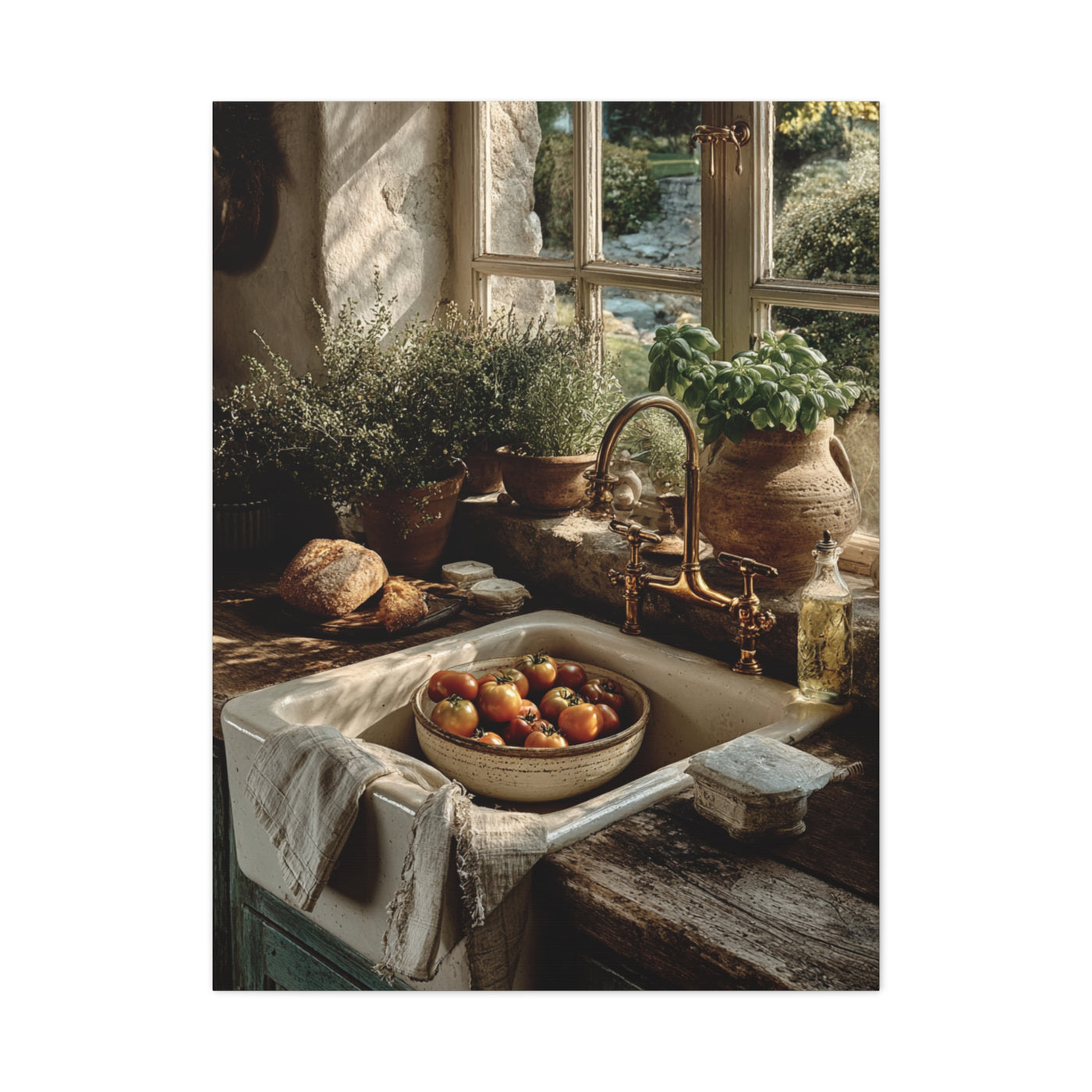 Farmhouse Sink Tomato Kitchen Scene Wall Art & Canvas Print