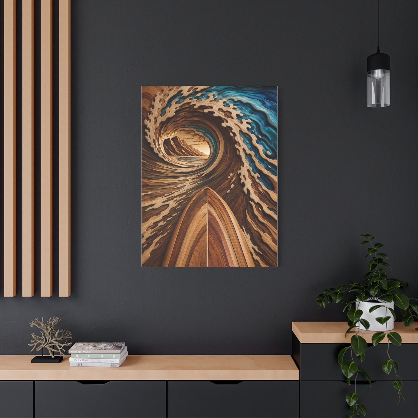 Surfboard Perspective Wooden Wave Tunnel Wall Art & Canvas Print