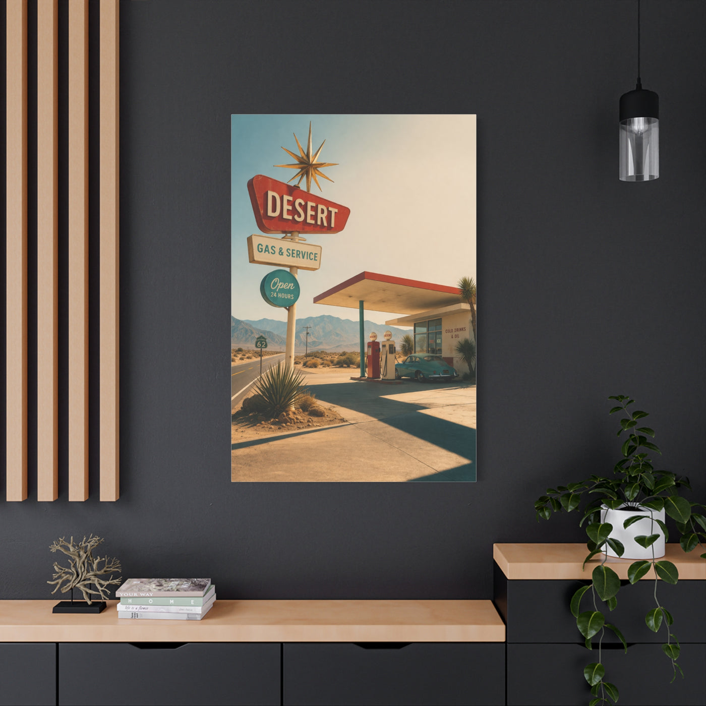 Desert Gas Station Americana Wall Art & Canvas Print