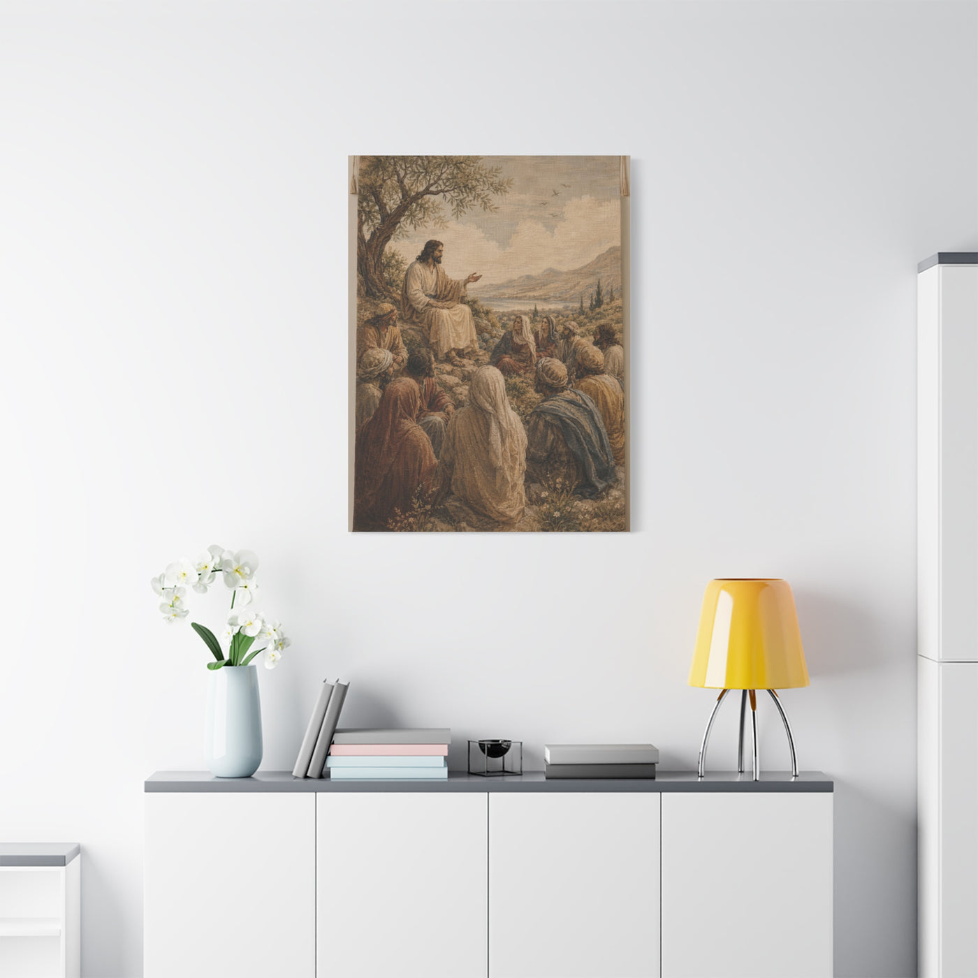 Sermon on the Hillside Tapestry Wall Art & Canvas Print
