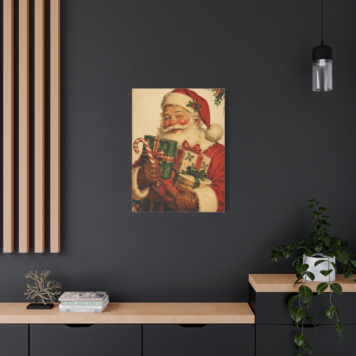 Vintage Americana Santa with Presents Wall Art & Canvas Print