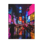 Times Square Neon Rain Night Wall Art & Canvas Print