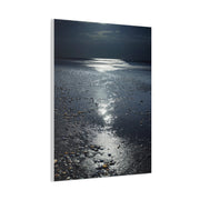 Moonlit Beach Reflections with Scattered Seashells Wall Art & Canvas Print