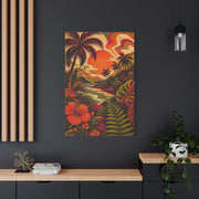 Vintage Tropical Valley Sunset Landscape Wall Art & Canvas Print