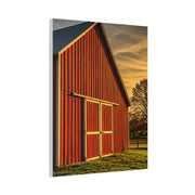 Red Barn in Golden Countryside Wall Art & Canvas Prints