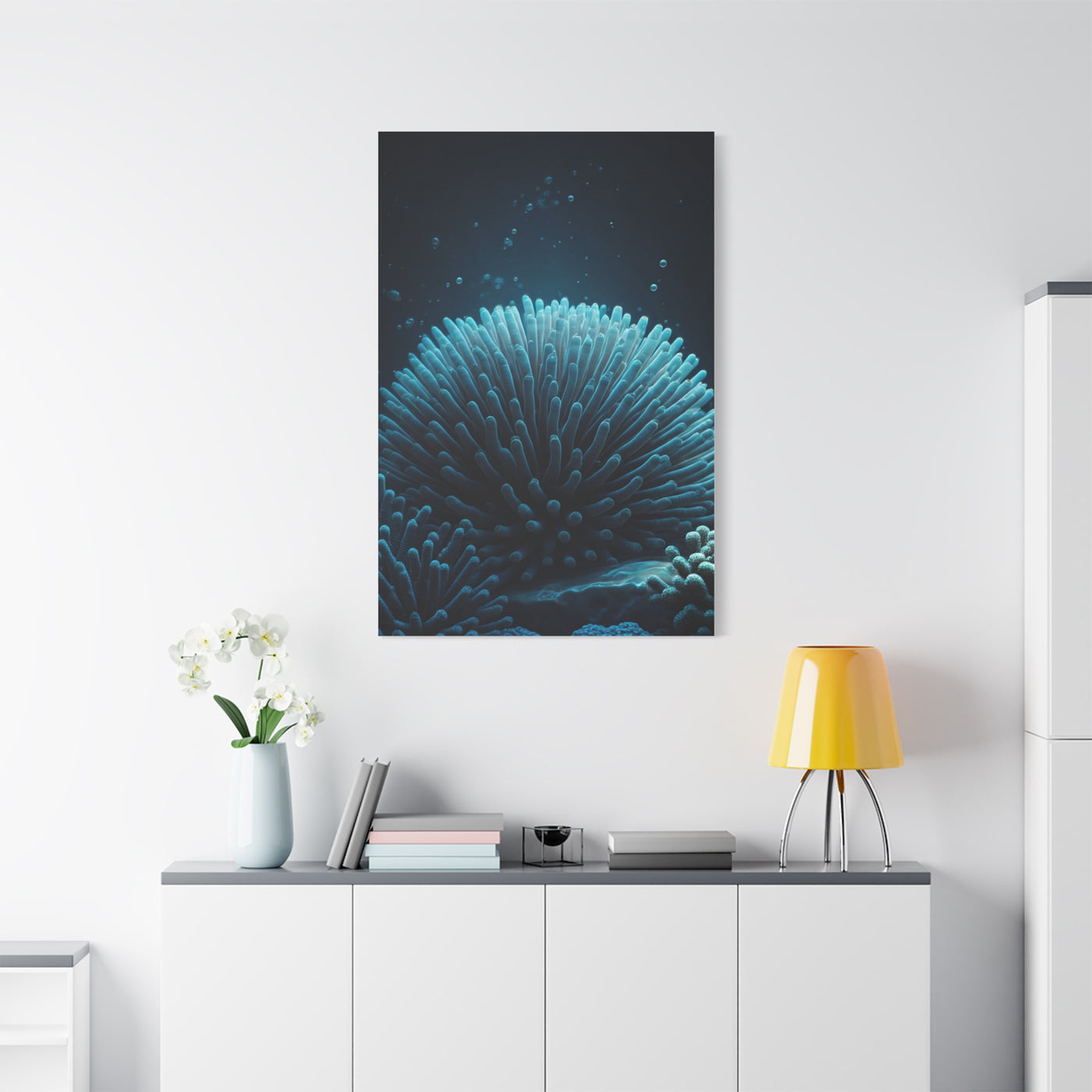 Coral Reef Glow in Deep Blue Ocean Wall Art & Canvas Prints